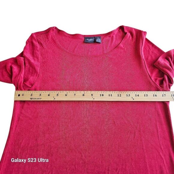 Chicos travelers womens Sz 1 us 8/10 red lycra stretch metal rings tunic top - Picture 4 of 7